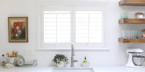 Plantation shutters in a kitchen